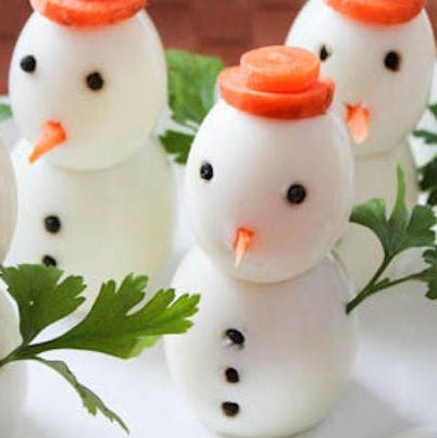 christmas snacks hard boiled egg snowmen