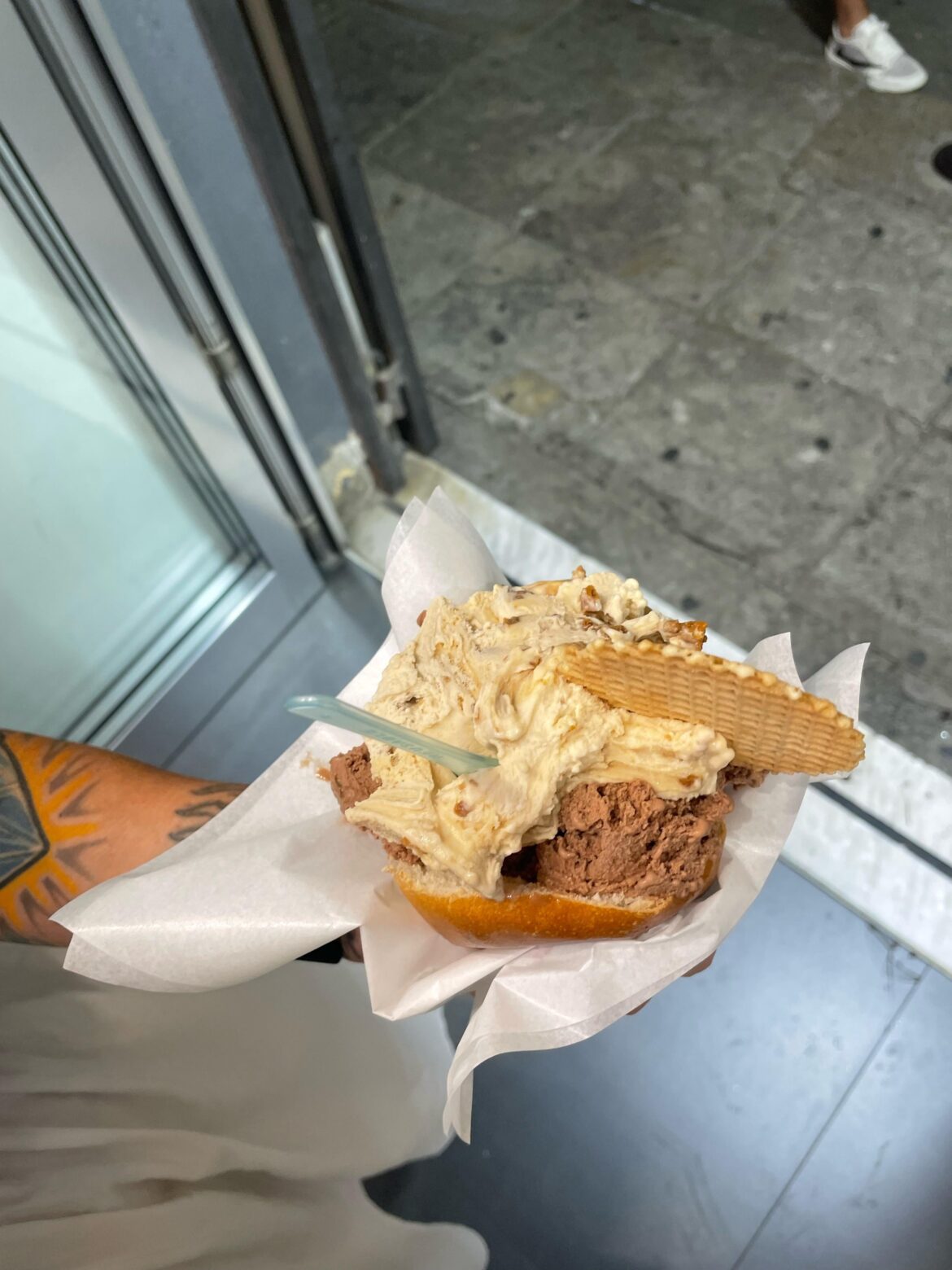 Gelato served on a brioche bun pt 2 Gelato served on a brioche bun pt 2