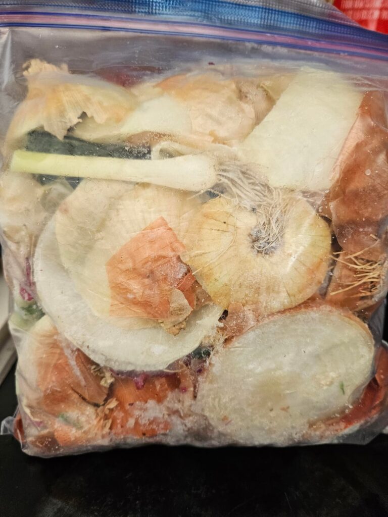 I froze all my onion scraps and made onion stock