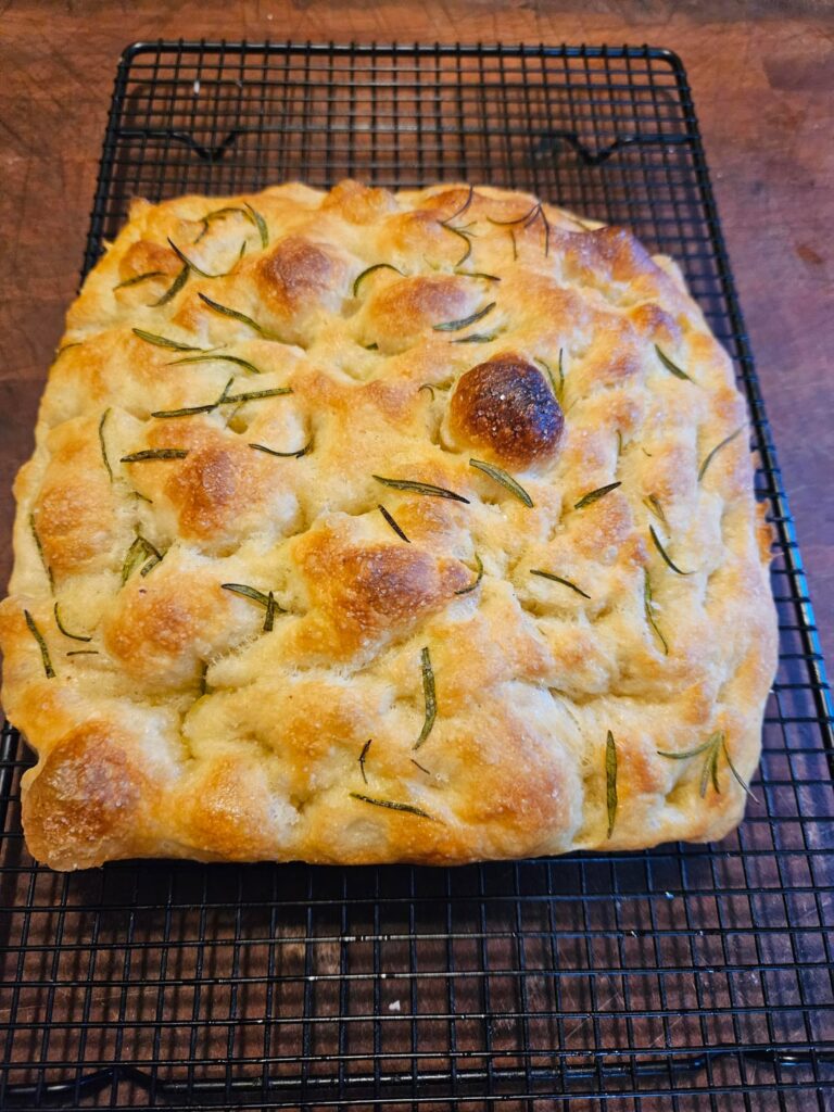My first Focaccia ( go easy on me) I think it turned out pretty good. Now