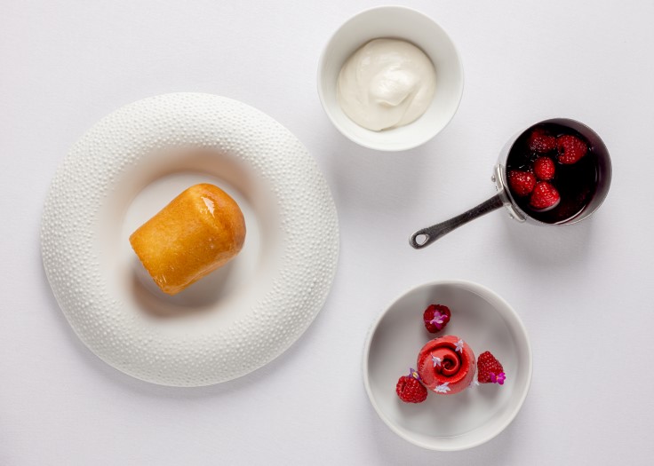 A version of Hélène Darroze's Signature Baba served with berries. © Justin De Souza