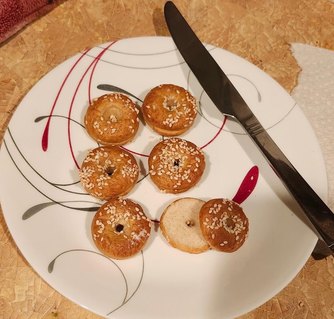 Made mini bagels out of the centers of the regular bagels I was baking