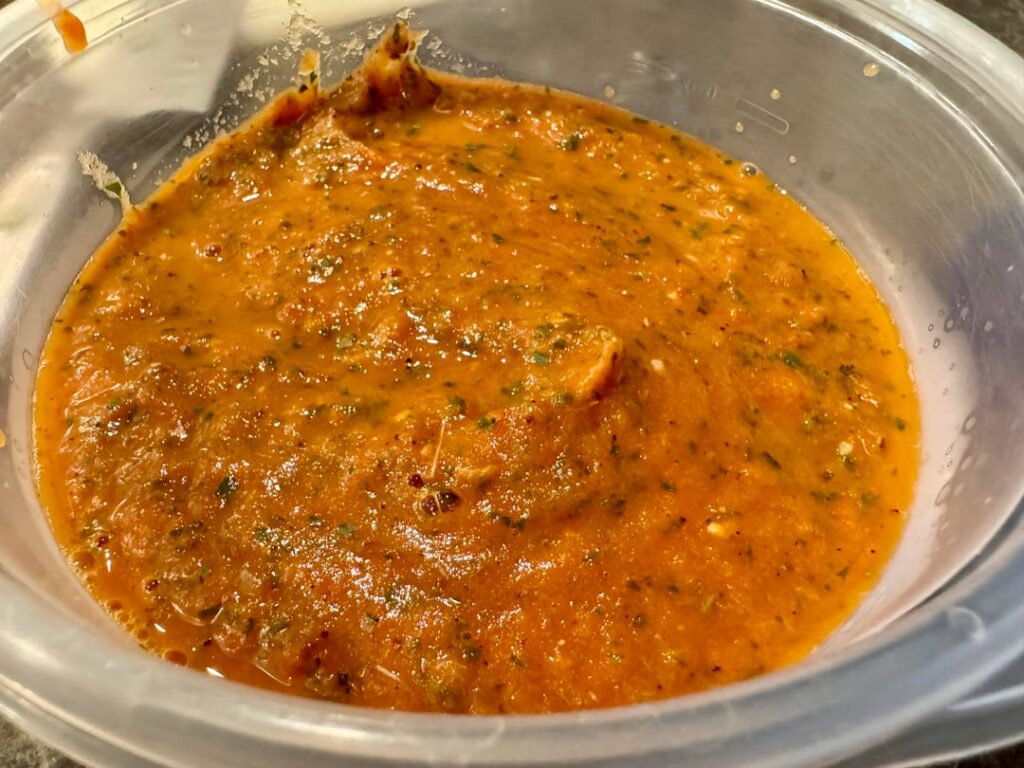 White Peach, Scotch Bonnet Red Salsa with Epazote