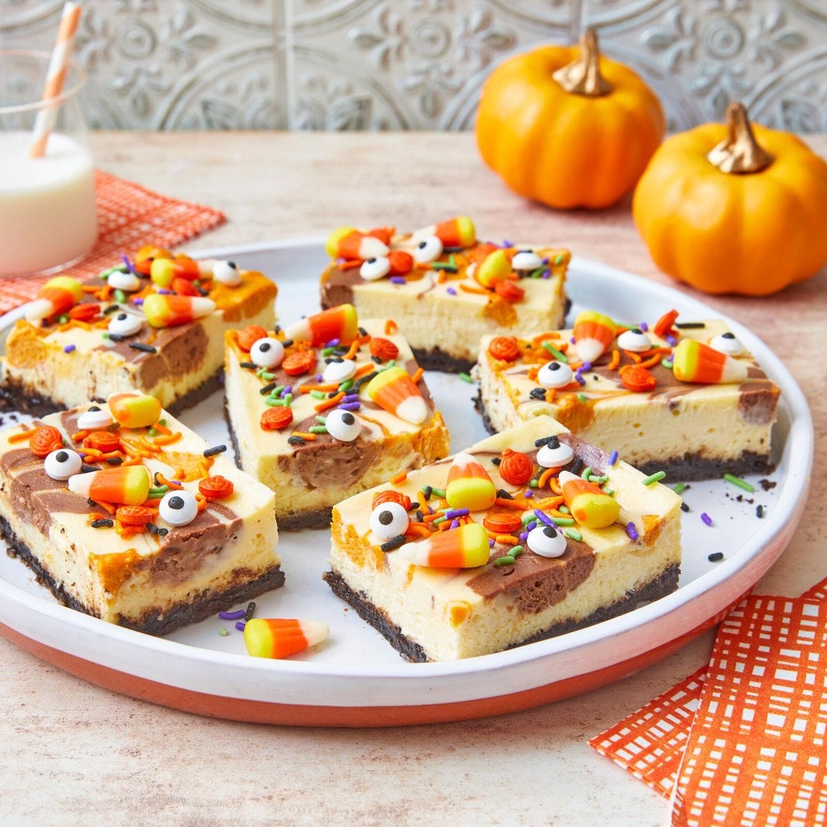 halloween cheesecake bars fall dessert