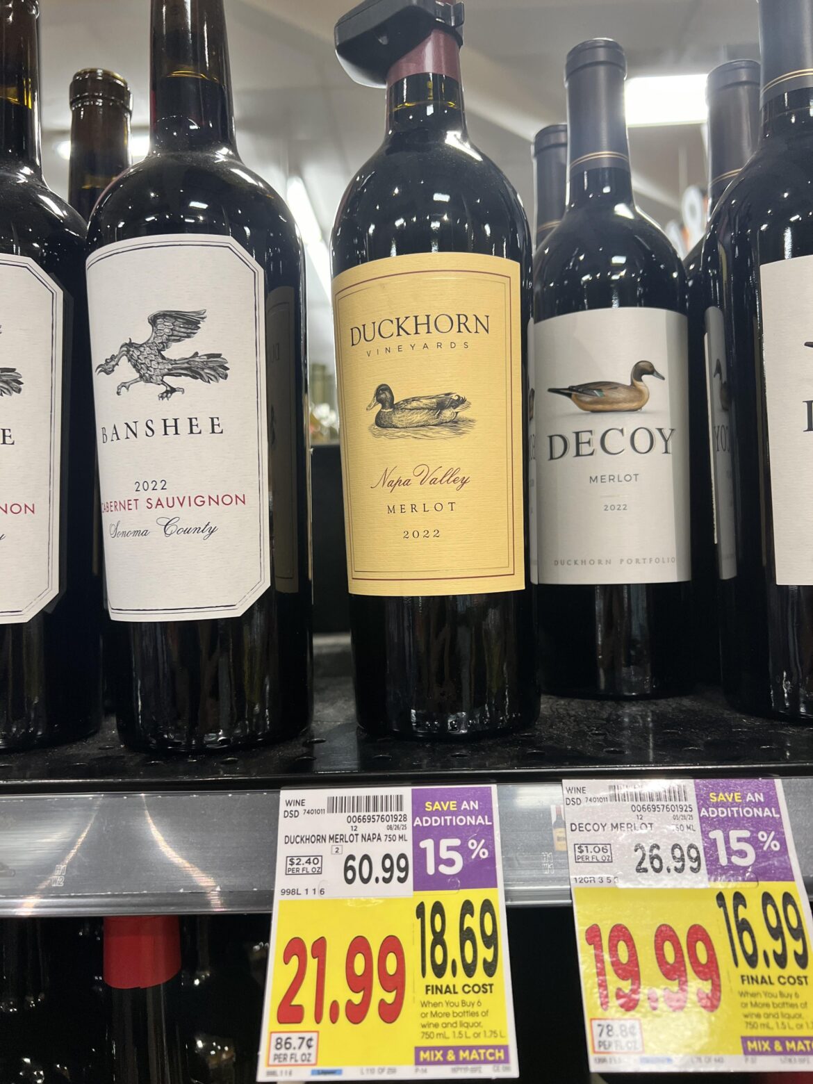 Is this a smoking price? 2022 Duckhorn Merlot for $21