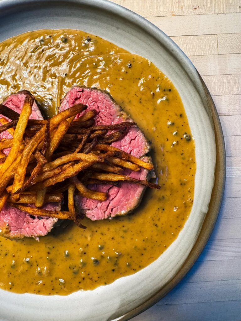 [homemade] Steak au poivre!