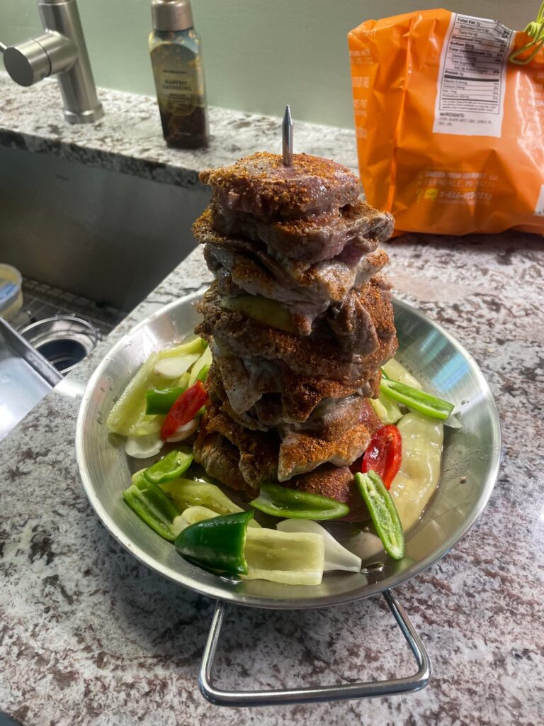 Pork and veggies for street tacos