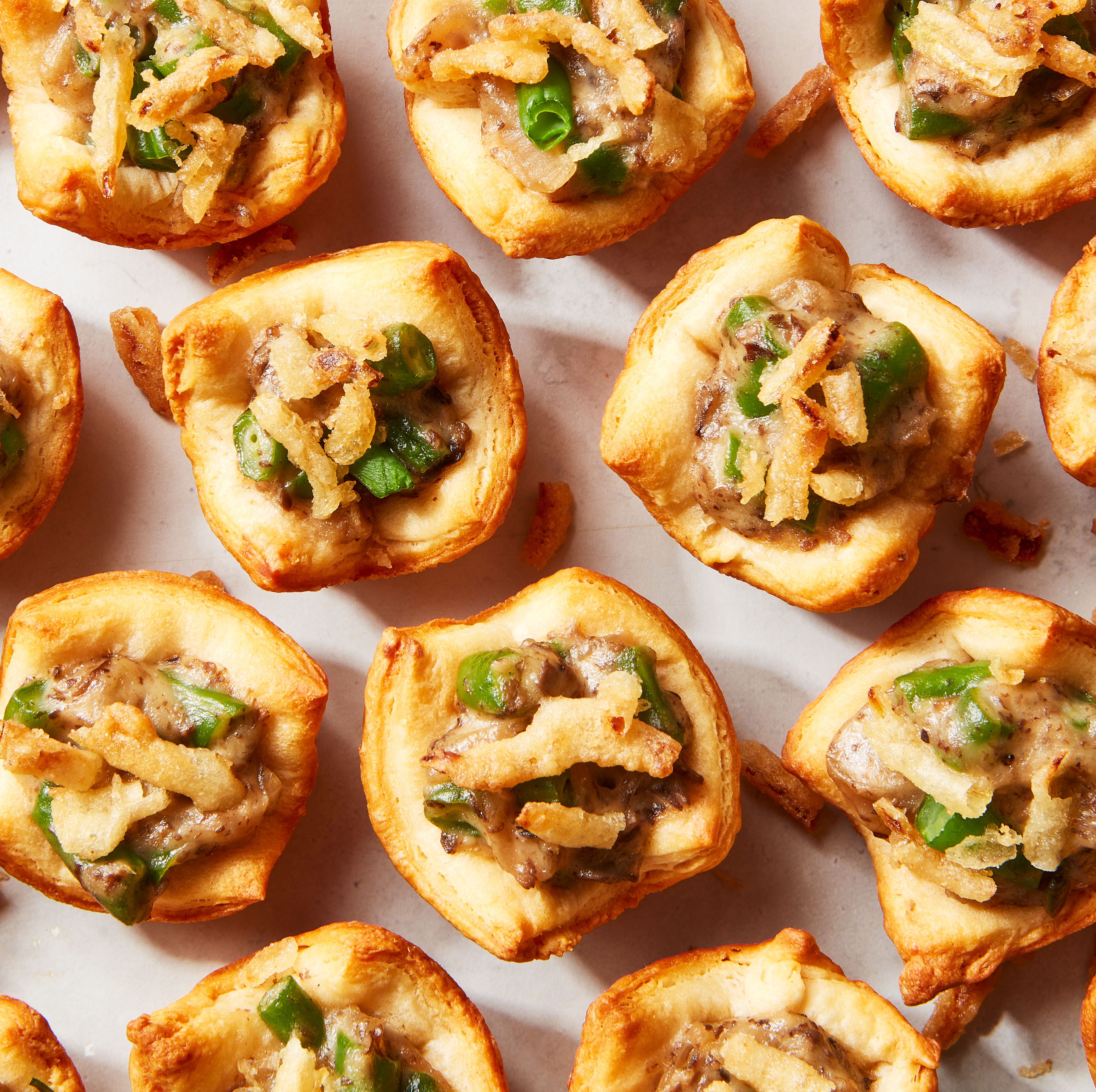 crescent bites stuffed with green bean casserole