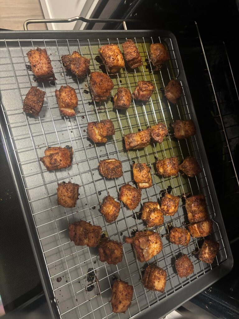 First time Pork belly burnt ends in the oven cause I don’t have a smoker