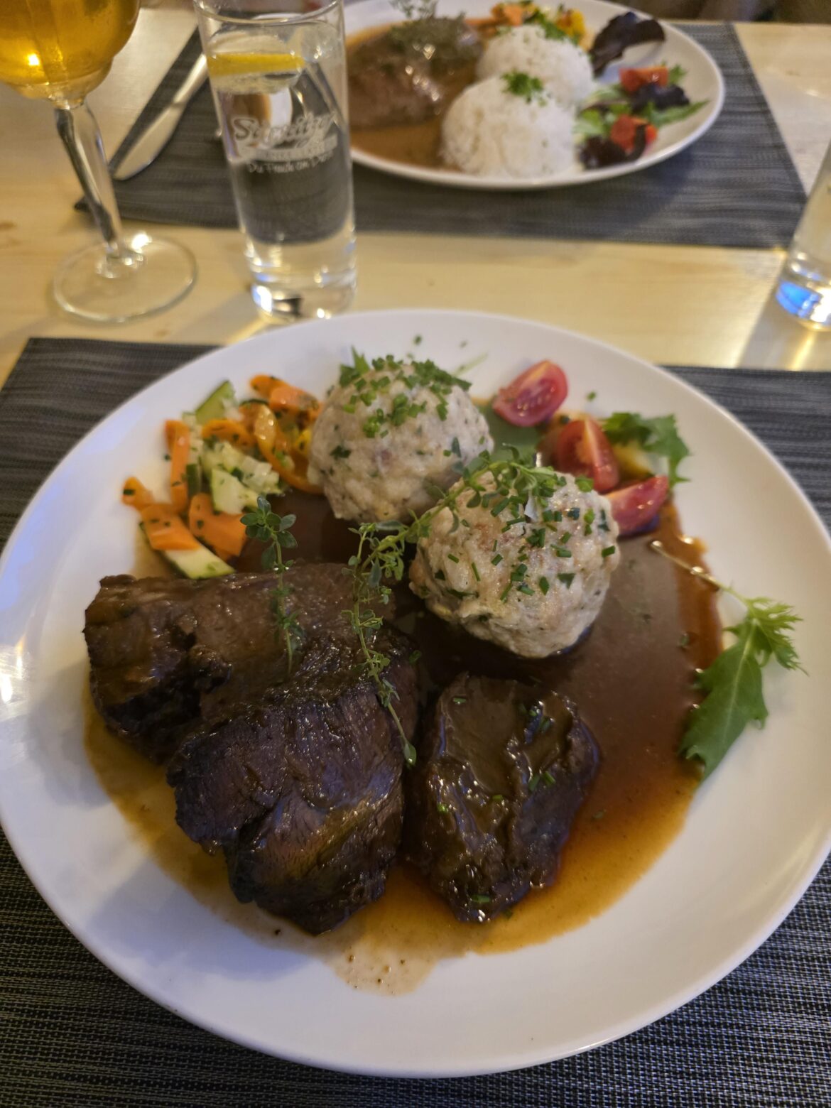 Ox cheeks with bacon dumplings in South Tyrol/Alto Adige/Südtirol
