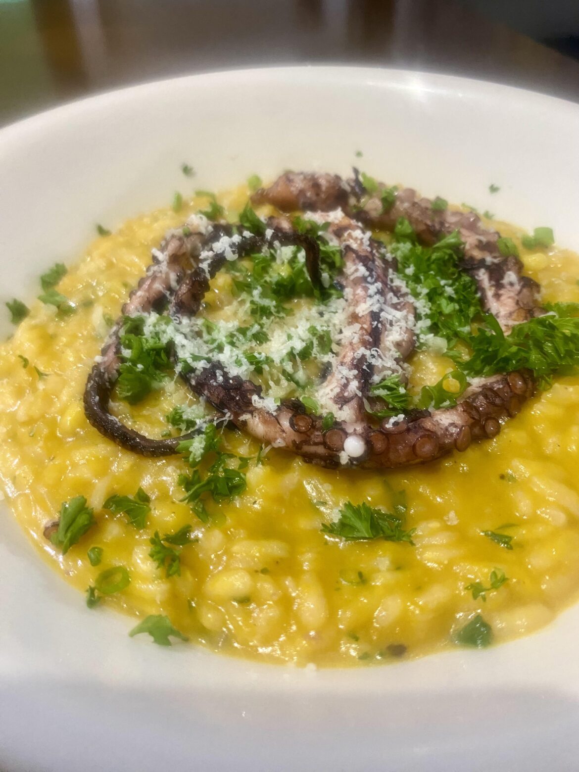 Octopus on Pressure Cooker Squash Risotto