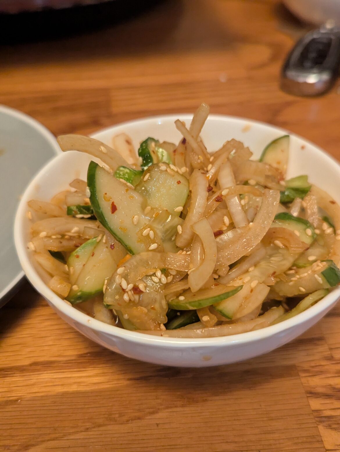 My cucumber salad was more of an onion salad tonight