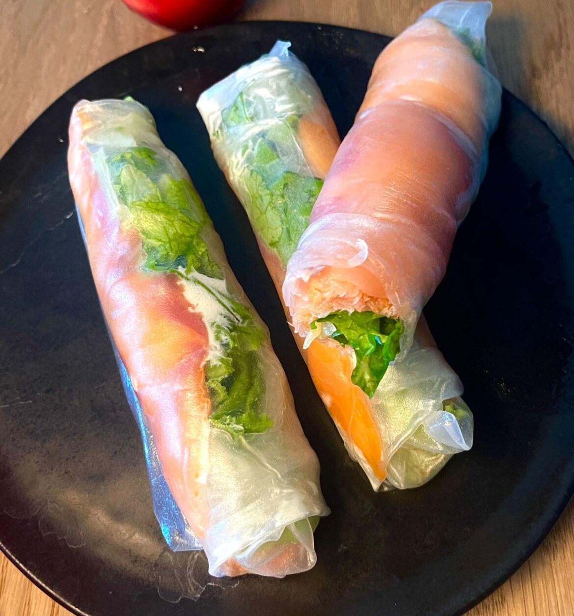 Smoked salmon spring rolls w/ homemade tartar sauce Smoked salmon spring rolls w/ homemade tartar sauce