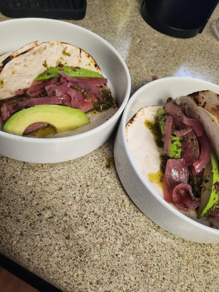 Dey aged prime NY strip tacos