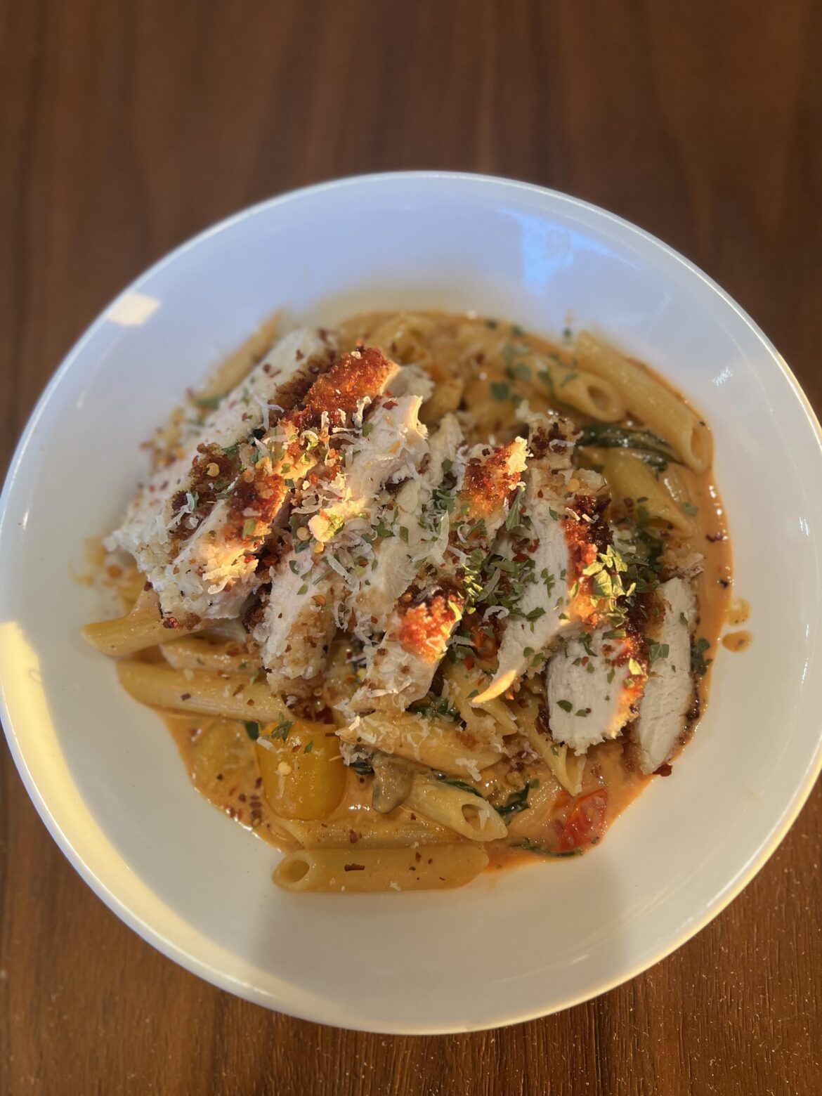 parmesan crusted chicken penne rosa