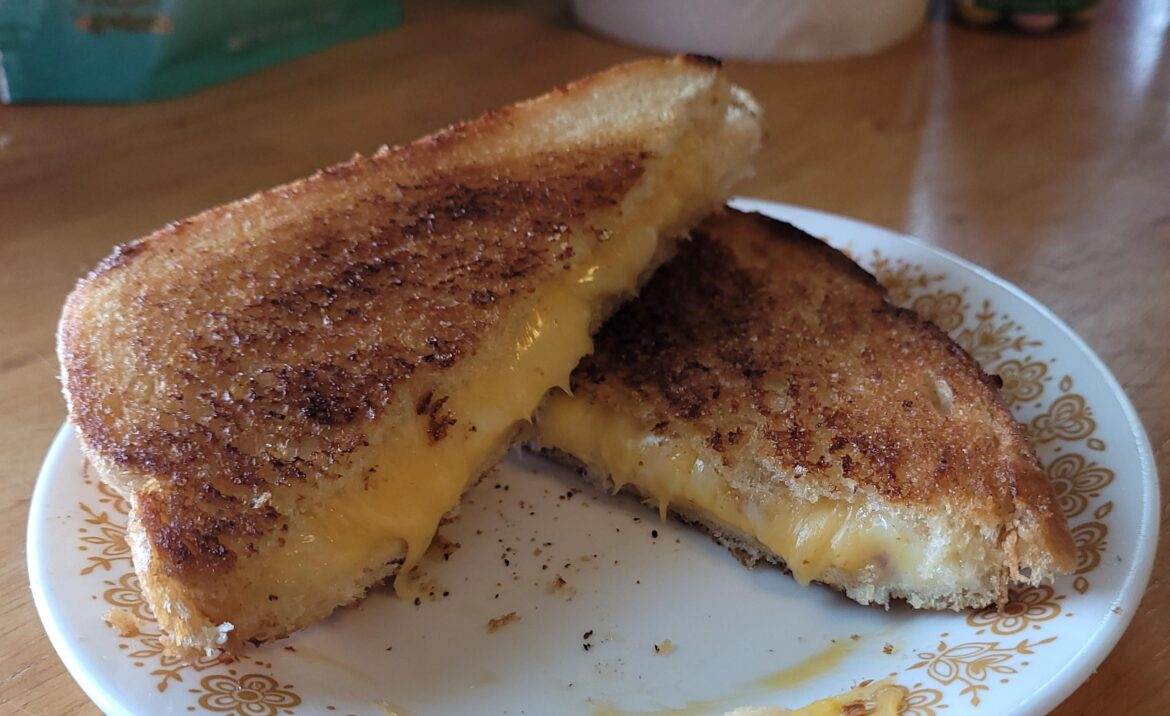 A classic for breakfast. Kerrygold, deli sliced American cheese, and sourdough.