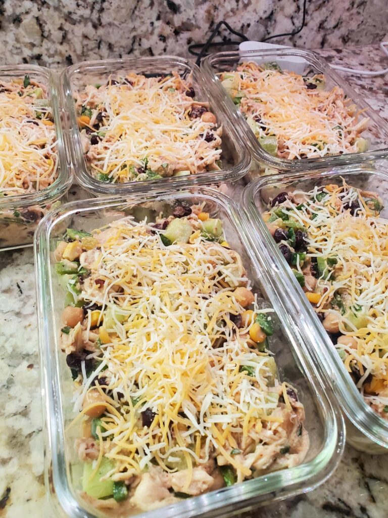 Southwest Chicken Salad, Curried Chicken, Burger Bowls, and "Butterfinger" Yogurt Pudding Cups