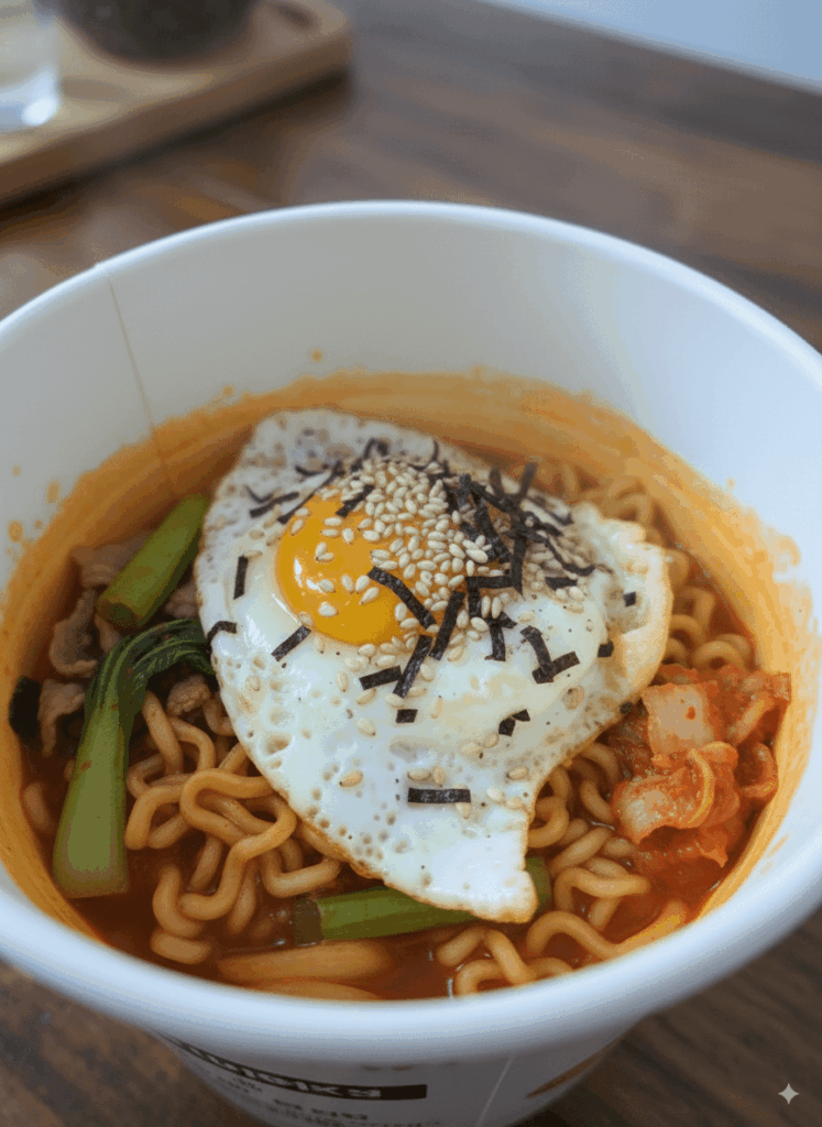 Midnight ramen experiment… looks like chaos, ended up in seventh heaven 😂🍜🔥