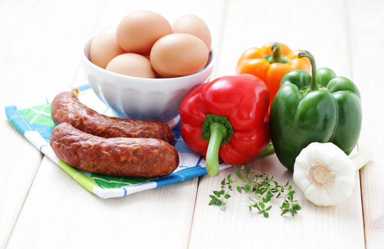 ingredients for the best sausage and pepper fritatta recipe