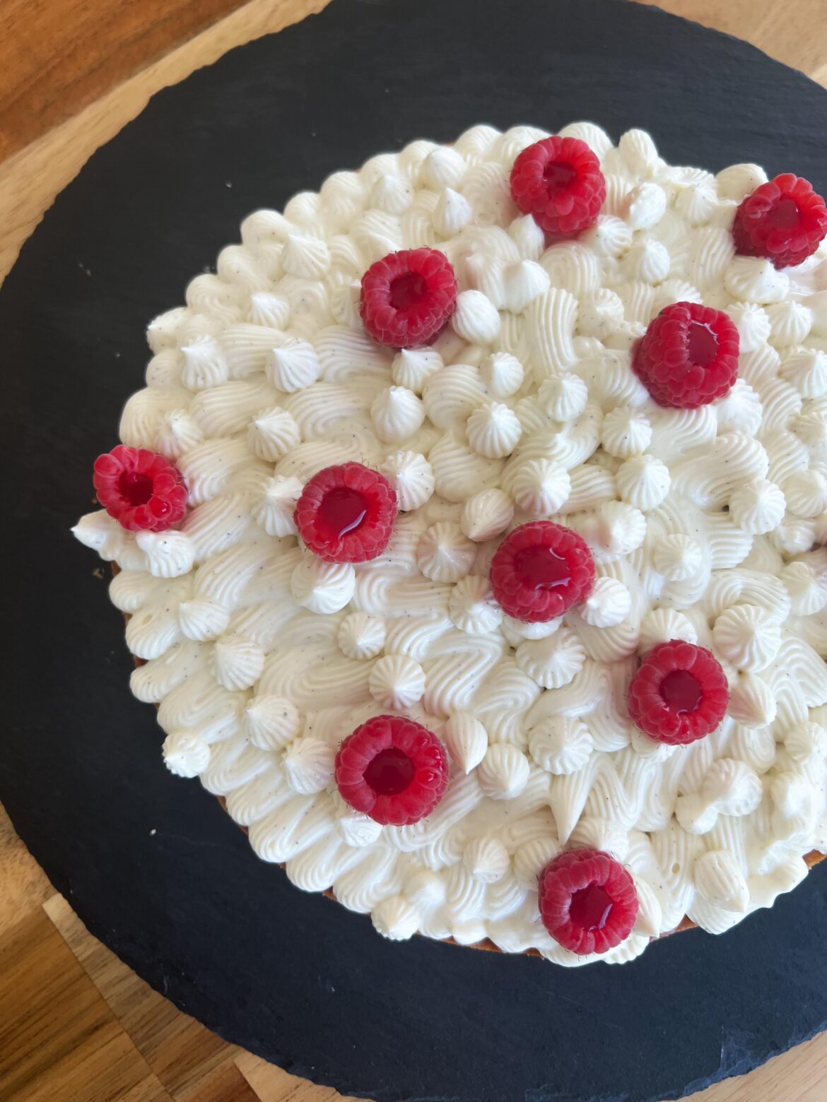 My raspberry white chocolate tart