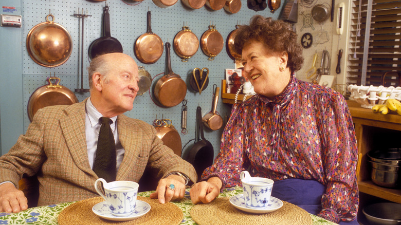 Julia Child and her husband Paul in their kitchen