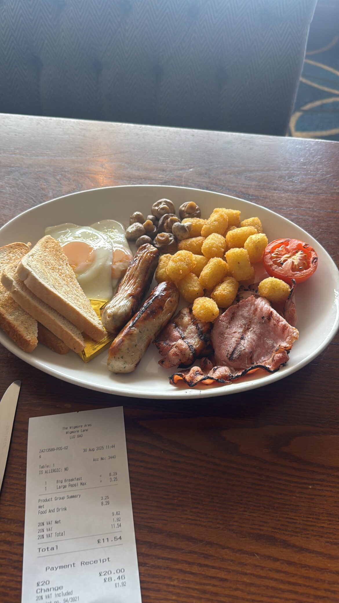 £8.29. Random pub in Luton