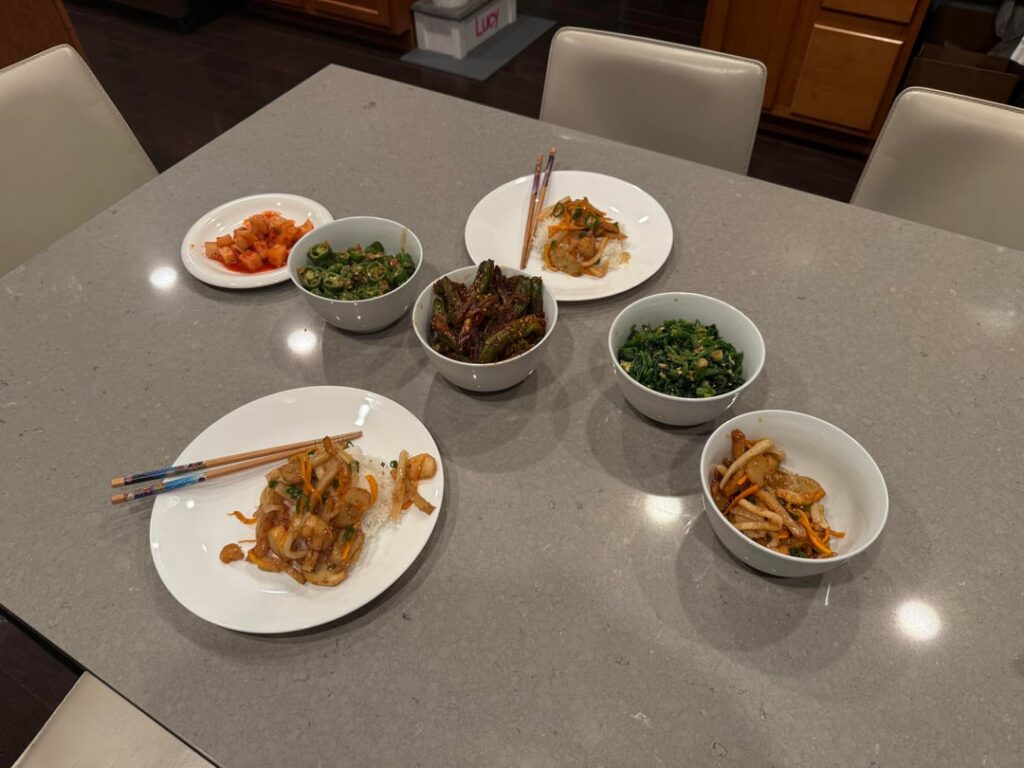 Homemade banchan dinner
