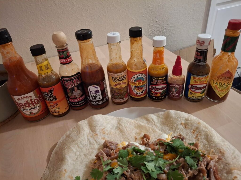 The spread for carnitas burrito night with my friends