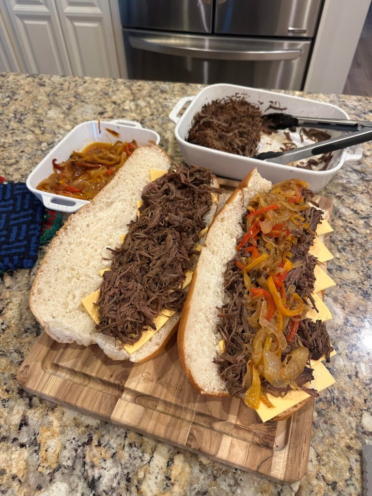 Braised beef sandwich with Au Jus