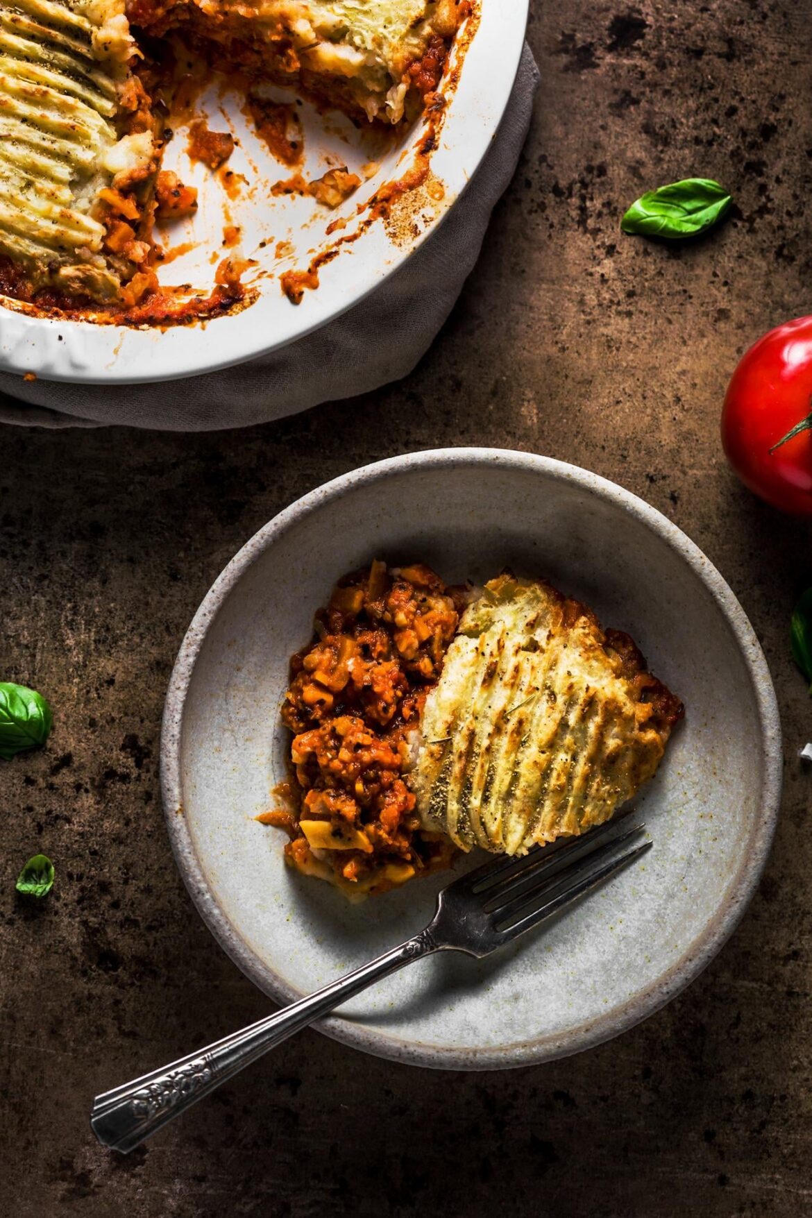 Vegan shepherds pie with red lentils