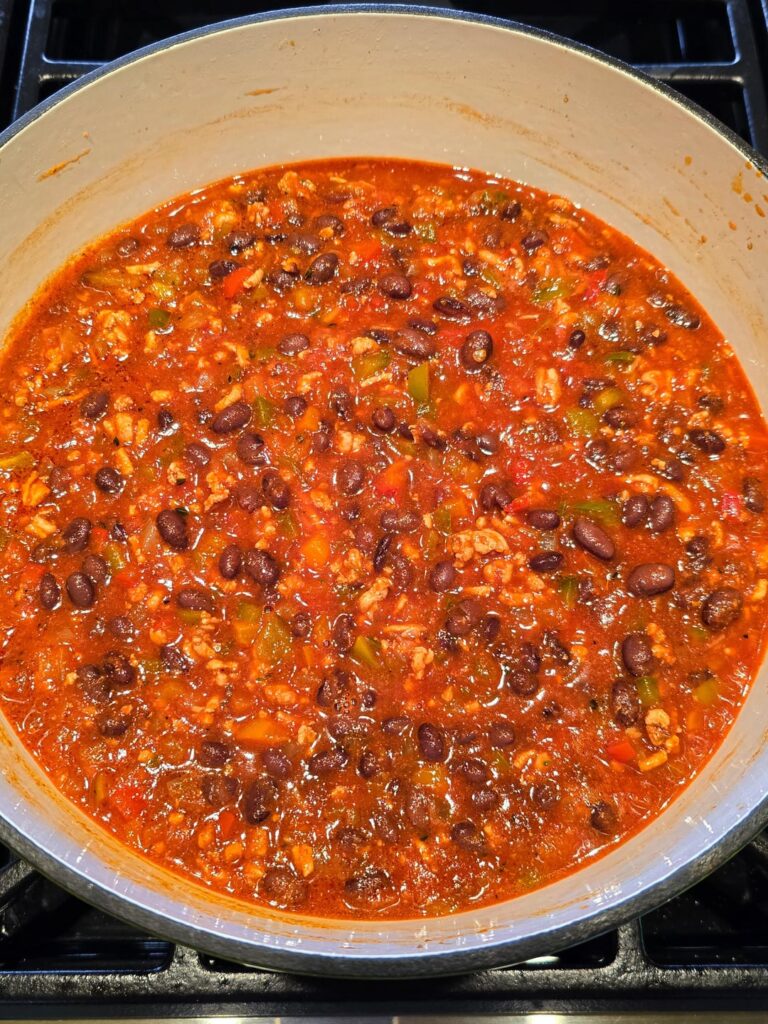 Turkey black bean chili dinner