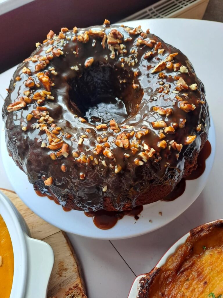 I made a sticky toffee pudding in a bundt tin
