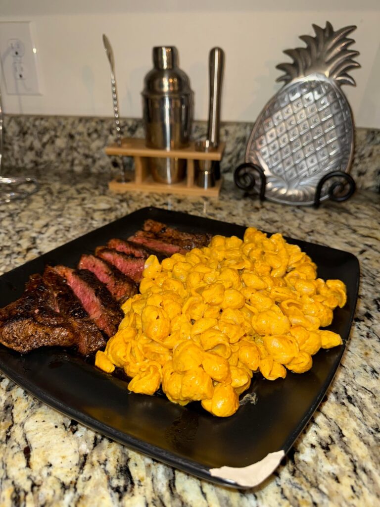 First time making steak, sorry for insane amount of Mac and Cheese