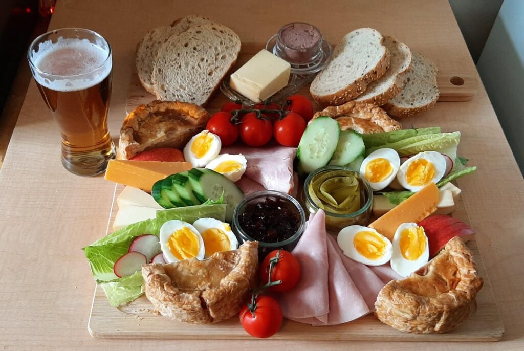 Ploughman's Lunch with homemade Pork Pies