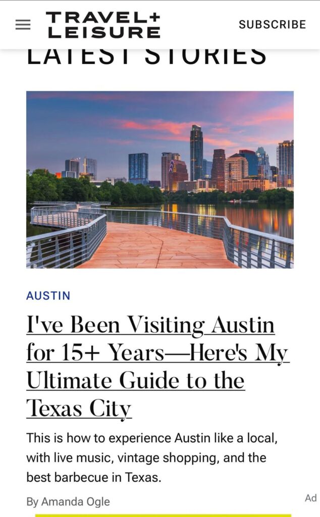 Snippet from a columnist who claims to have visited Austin for 15+ years and knows where to go…