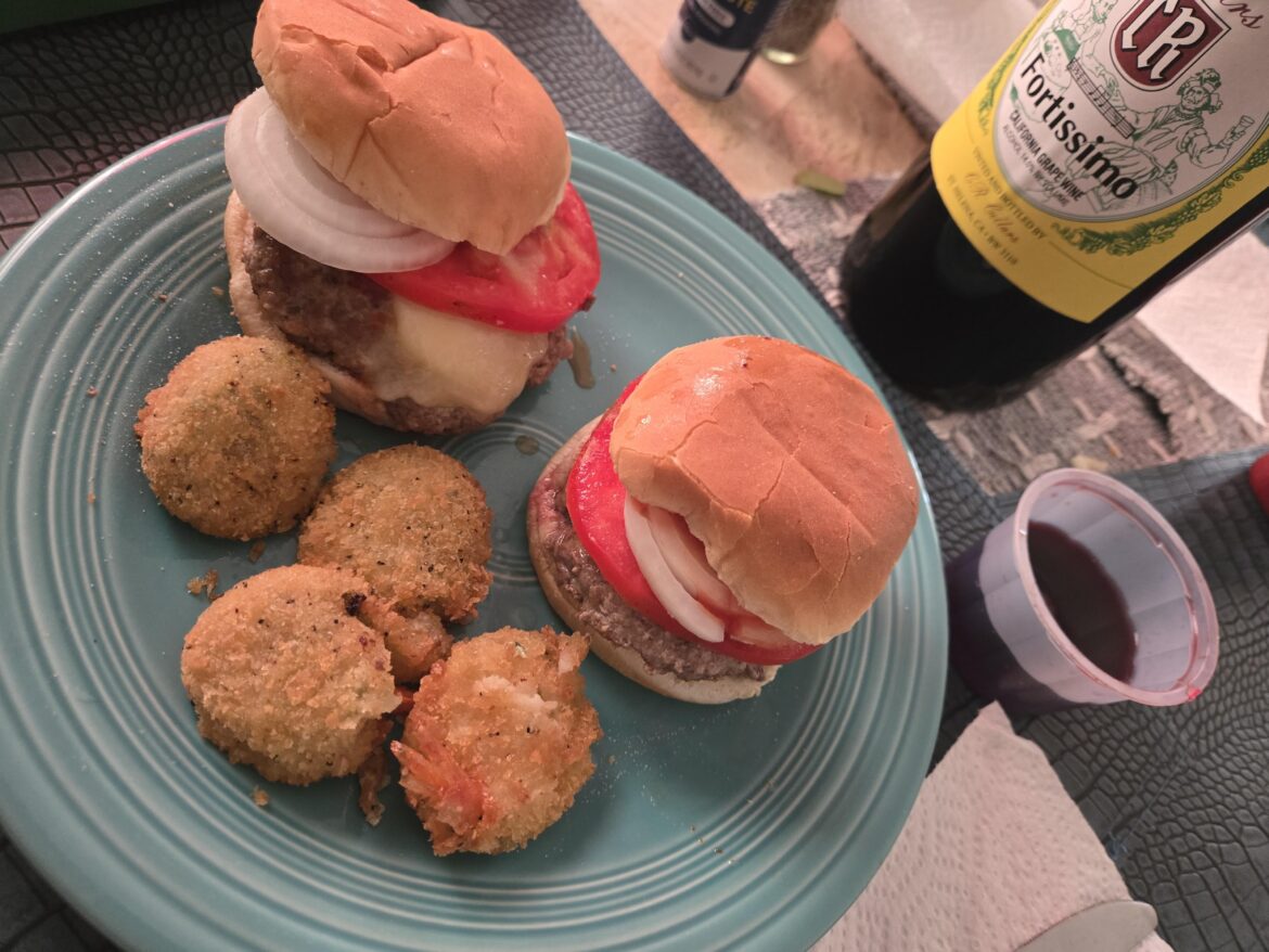 My GF made me 2 chesseburgers for dinner