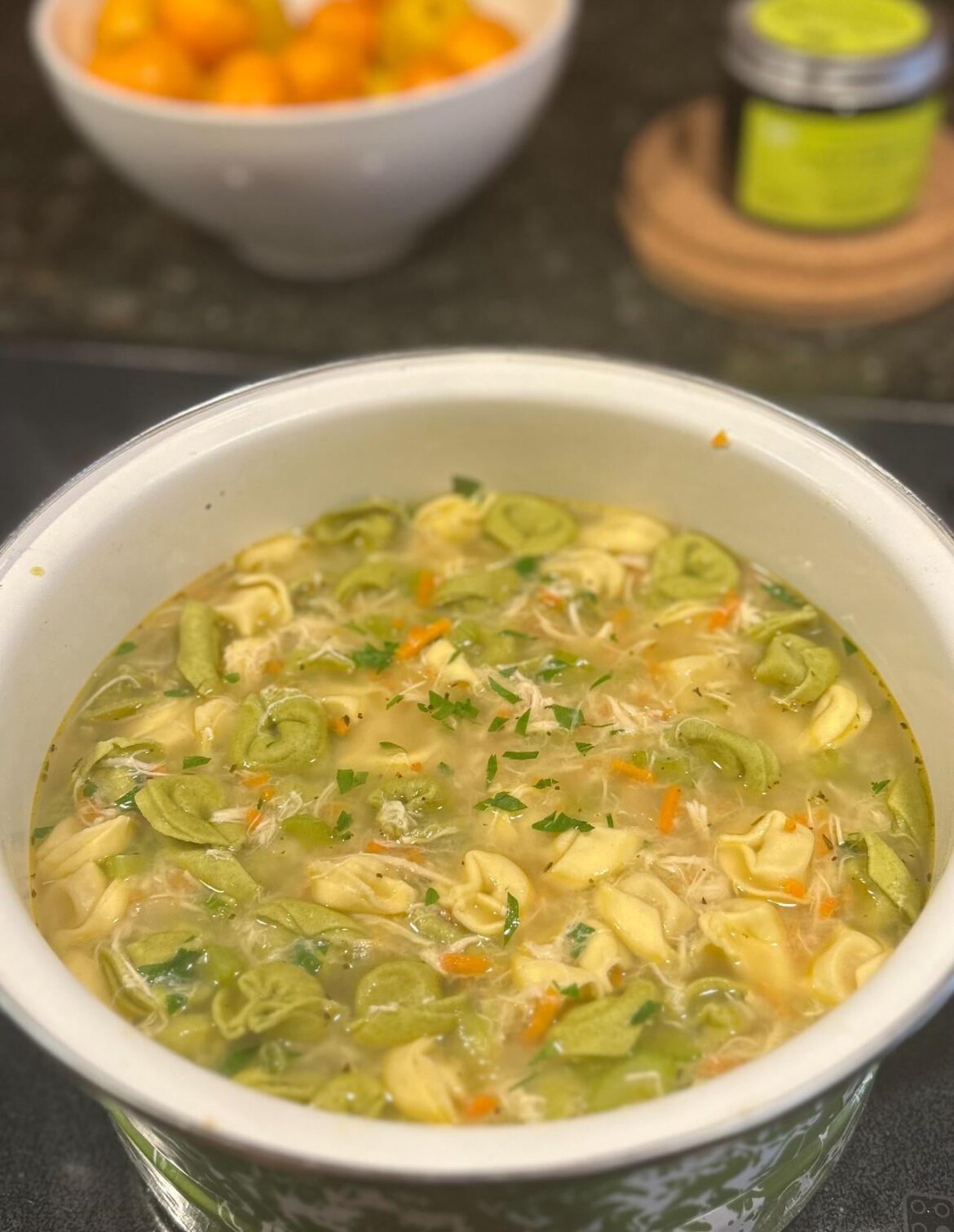Chicken tortellini soup to soothe my own damn soul.