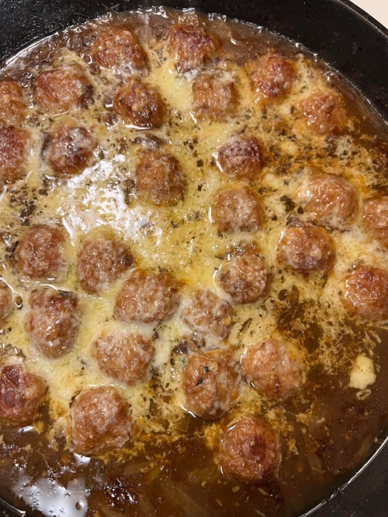 French onion meatballs