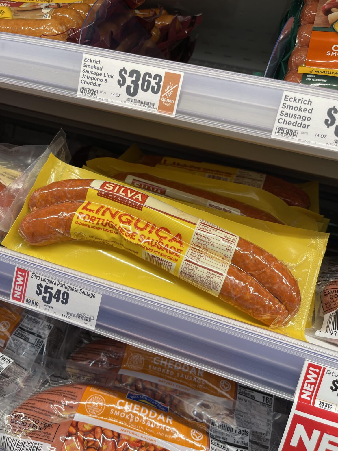 Austin Parmer/Mopac carries Linguica Sausage. I’ll explain, very long-windedly, why this is special to me in comments..