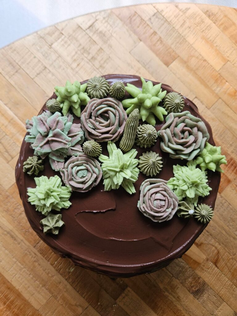 Year 5 of making my own birthday cake! Pistachio cake with raspberry filling and chocolate ganache, decorated with buttercream succulents Year 5 of making my own birthday cake! Pistachio cake with raspberry filling and chocolate ganache, decorated with buttercream succulents