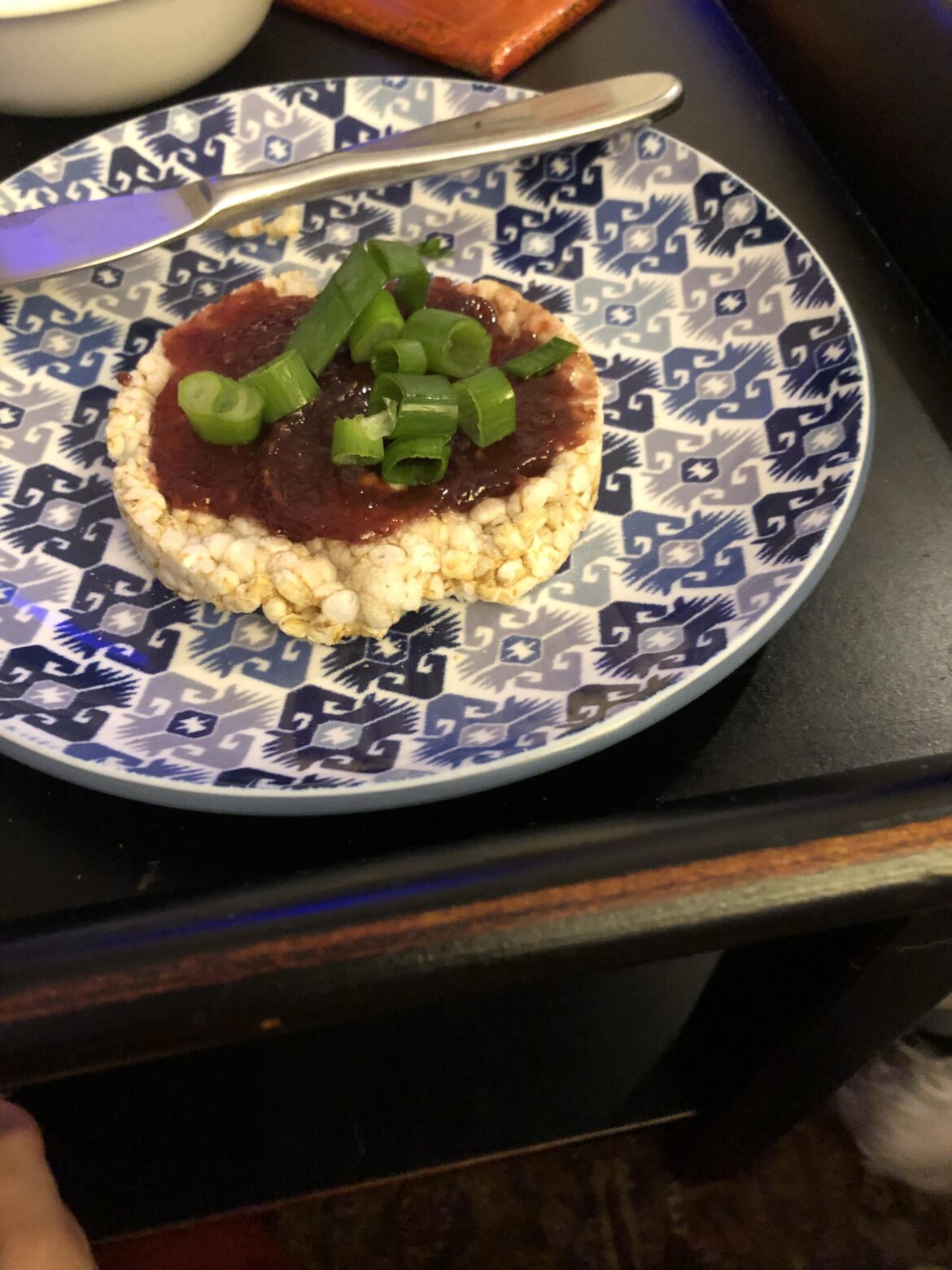 This devious rice cake with jam and scallions
