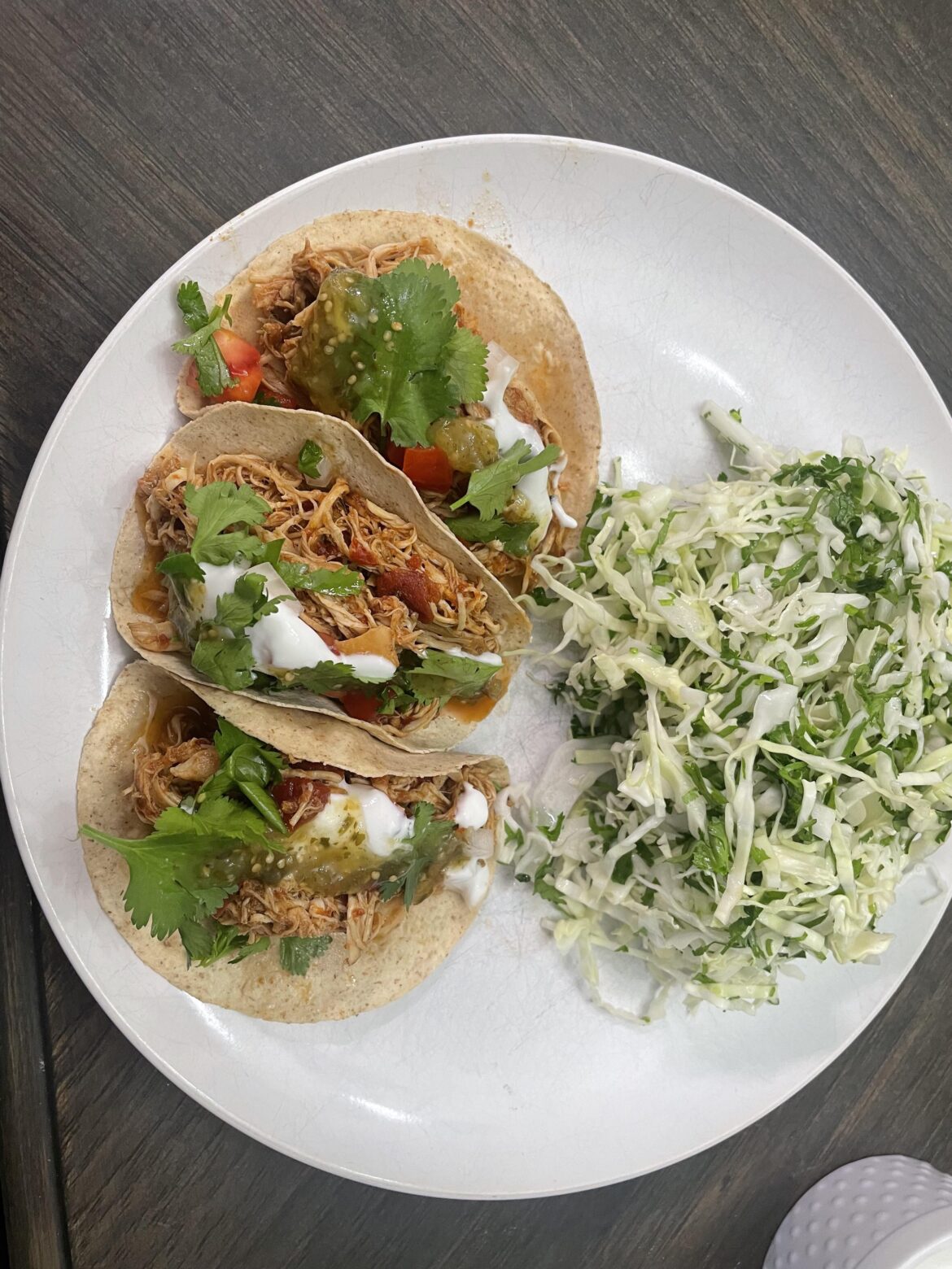 Chicken Tacos and Coleslaw - 285cals 43g protein!!