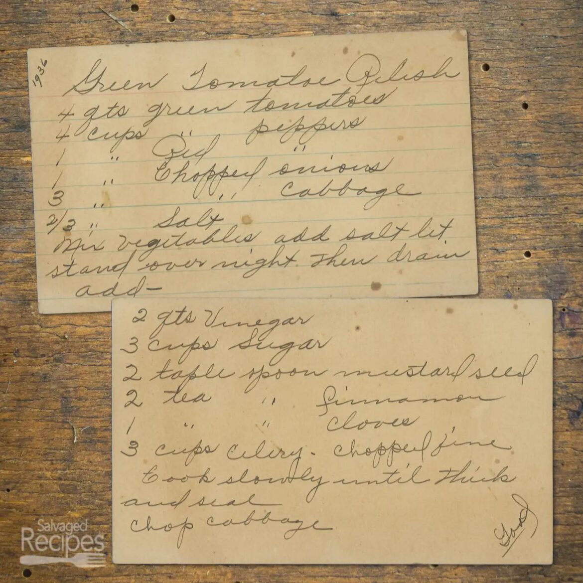 Old-Fashioned Green Tomato Relish (1936 Vintage Recipe)