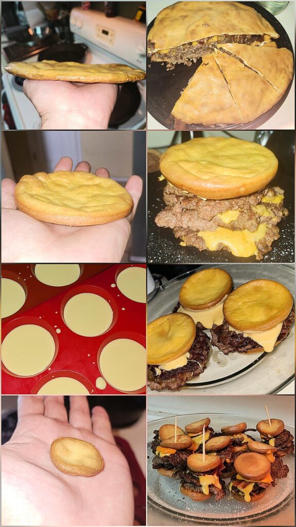 Follow-up to 3-ingredient keto bread: from massive to mini smashburgers