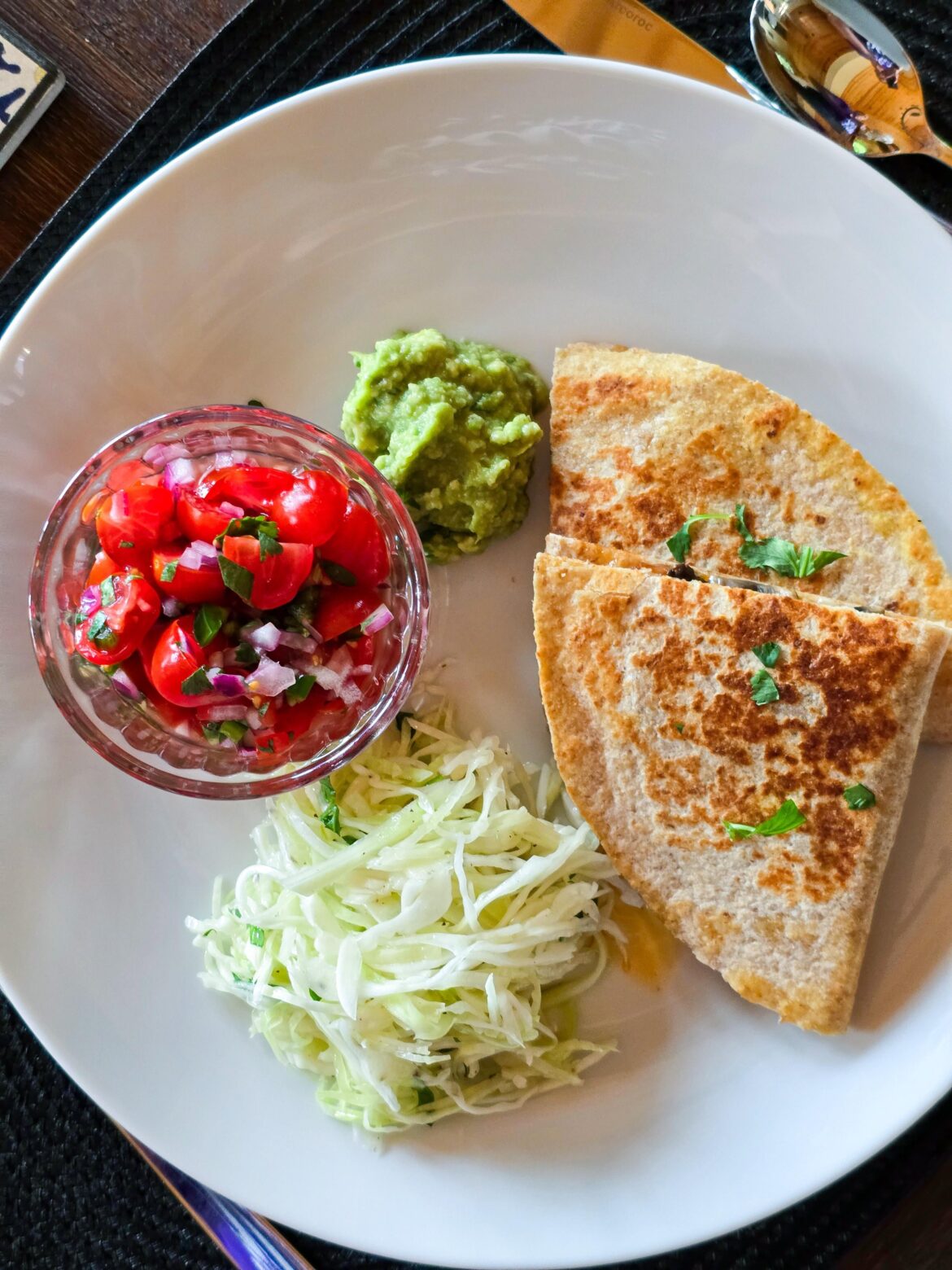 Shrimp and mushroom quesadillas