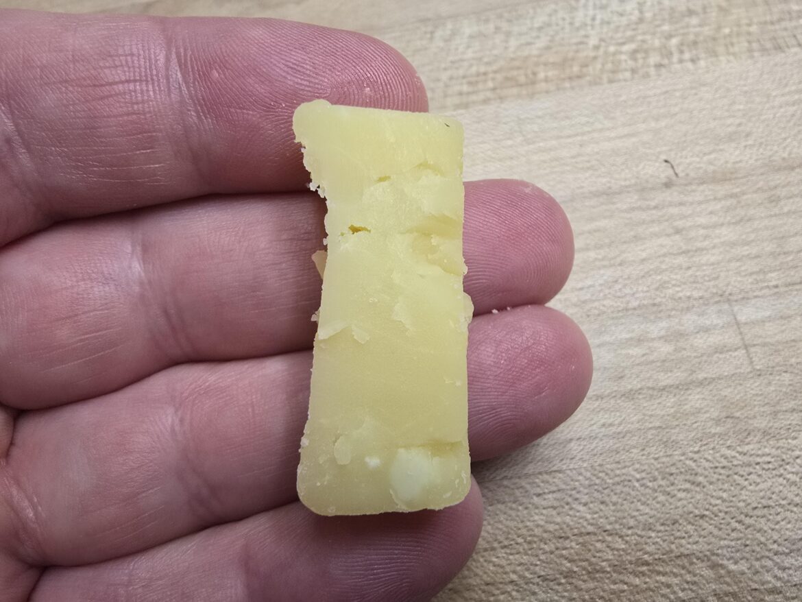 The very last morsel of 18 year old cheddar from a block I got back in December