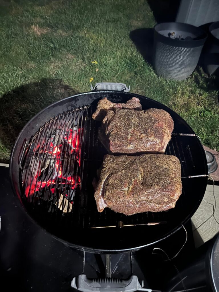 First time doing pork butt on my 22” kettle. 9 hour cook.