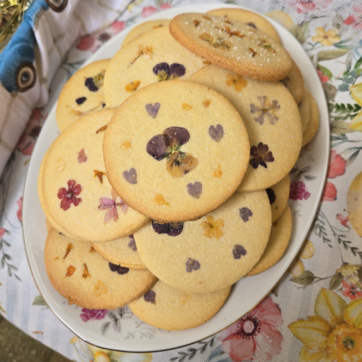 Pressed floral sugar cookies