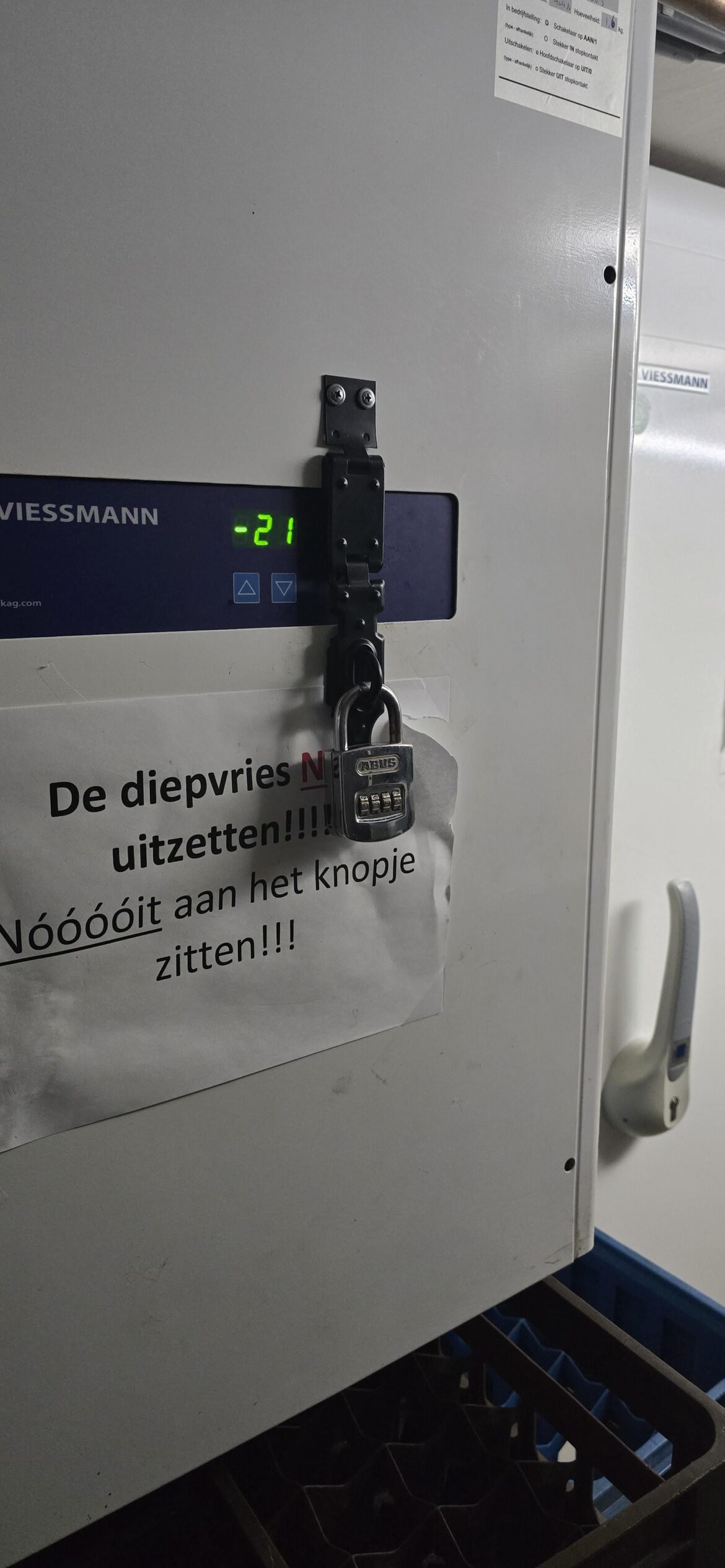 Had to put a padlock over the off switch on our freezer cuz someone kept turning it off (and leaving it off). I truly work with idiots.