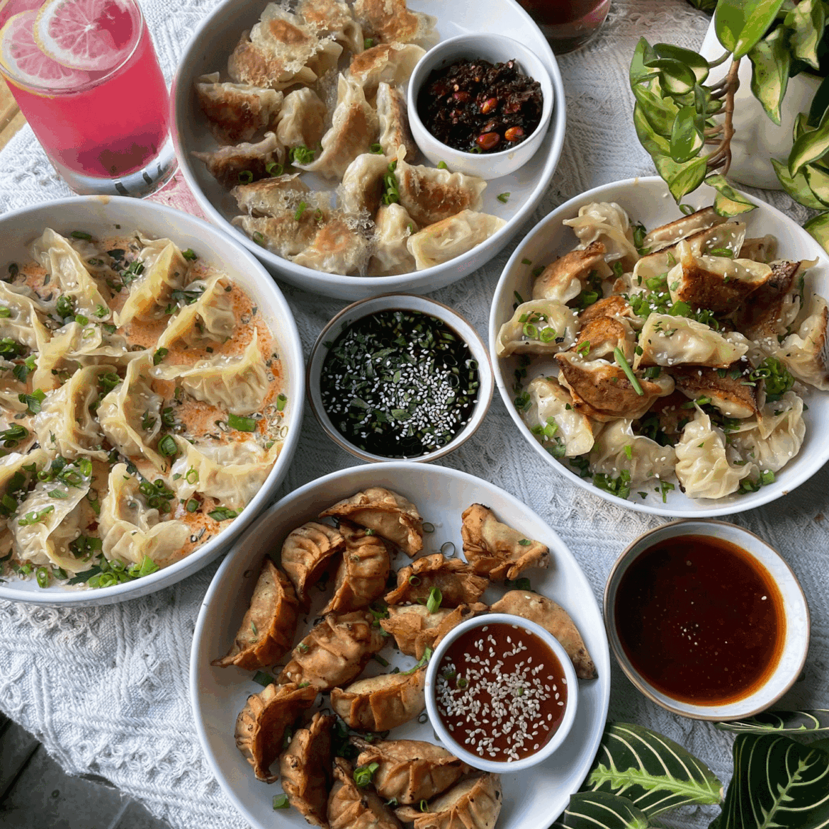 Made shrimp, pork, and chicken gochujang gyozas for a mini dumpling party with friends